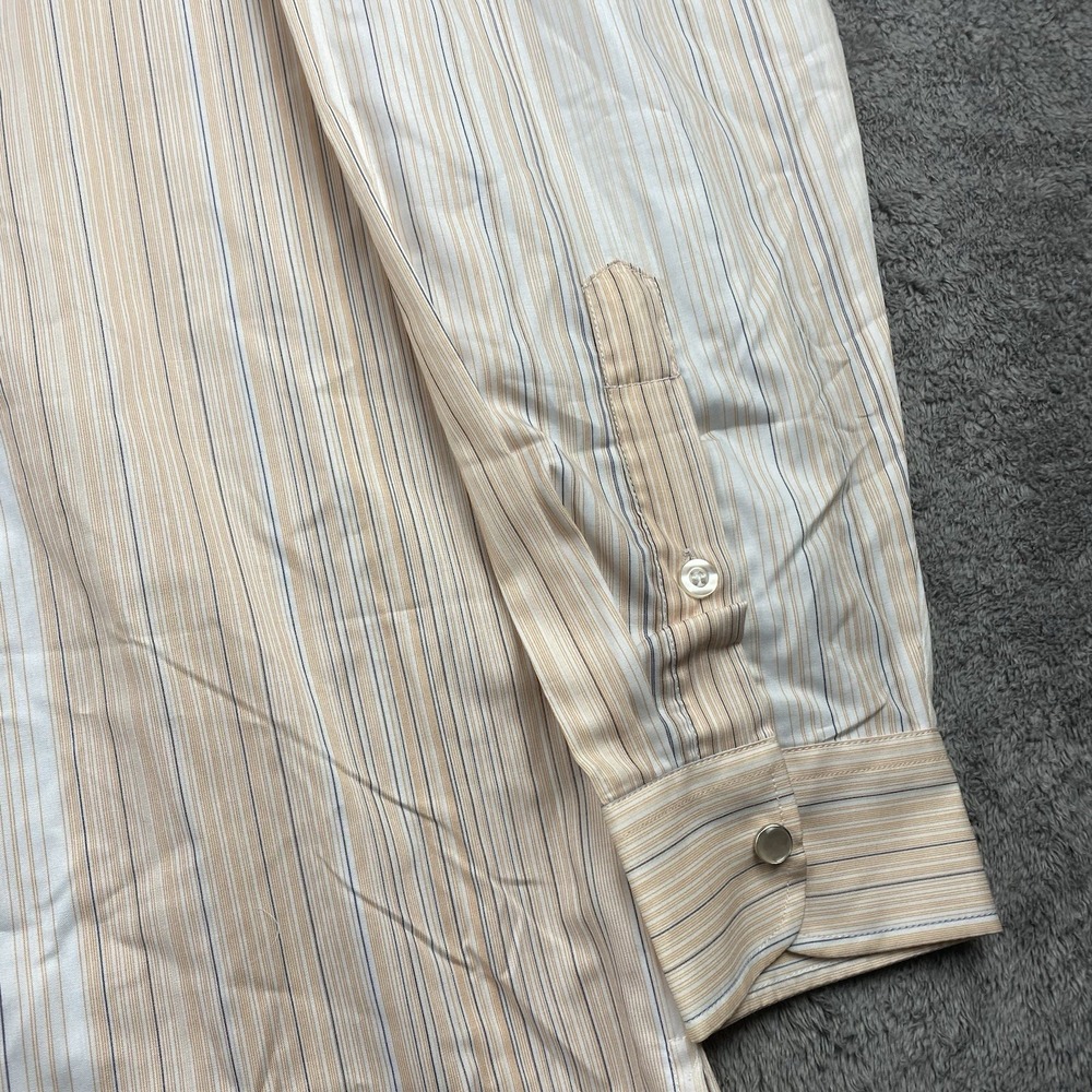 Desire Collection Long Sleeve Dress Shirt Mens Large Orange White Stripes - Picture 5 of 16